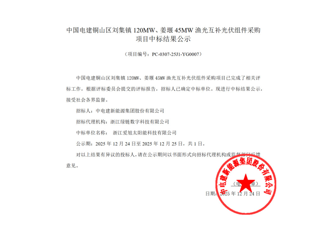 直流侧184MW！和记ABC中标中国电建渔光互补项目